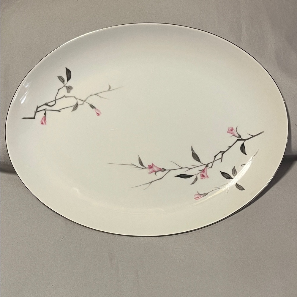 Vintage Cherry Blossom #1067 Fine China Oval Platter Floral Japan Discontinued